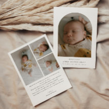 Moderne minimalistische 4-Foto-Bogen-Baby-Geburt