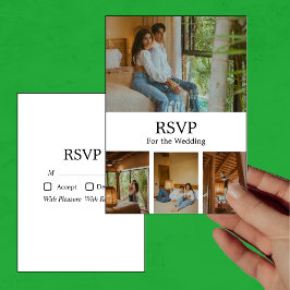 Moderne minimalistische 4 Foto RSVP Card Einladung