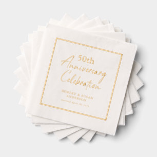 Moderne Minimalistische 50. Hochzeitstag Gold Servietten Mit Folie