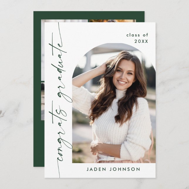 Moderne Minimalistische 5-FOTO-Graduierungspartei Einladung (Vorne/Hinten)