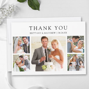 Moderne minimalistische 5-Foto-Hochzeit Dankeskarte