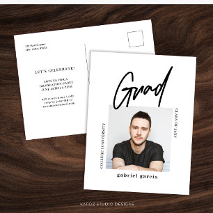 Moderne Minimalistische Abschluss-Einladung Postkarte