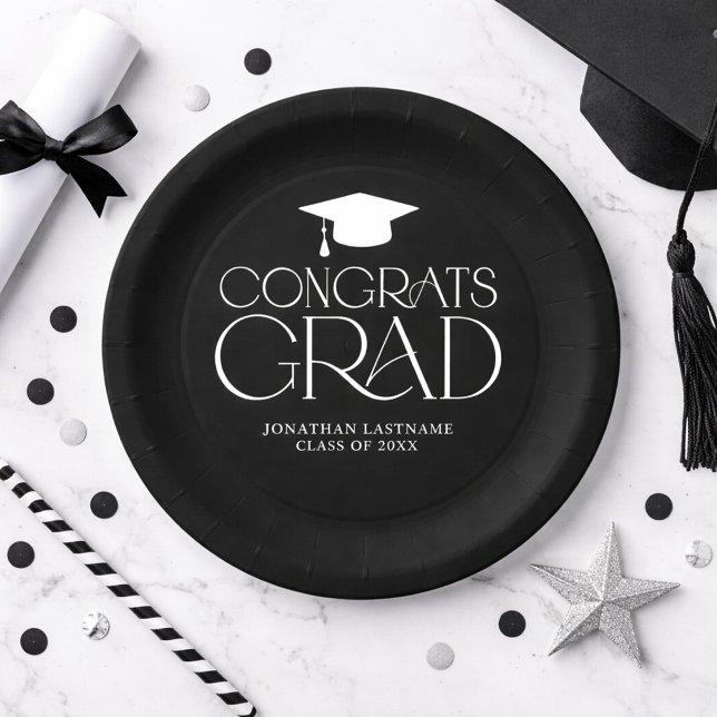 Moderne Minimalistische Abschlussarbeit Pappteller (Modern Minimalist Graduation Paper Plates)
