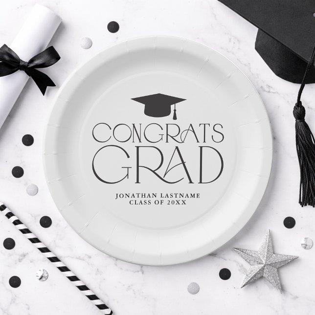 Moderne Minimalistische Abschlussarbeit Pappteller (Modern Minimalist Graduation Paper Plates)