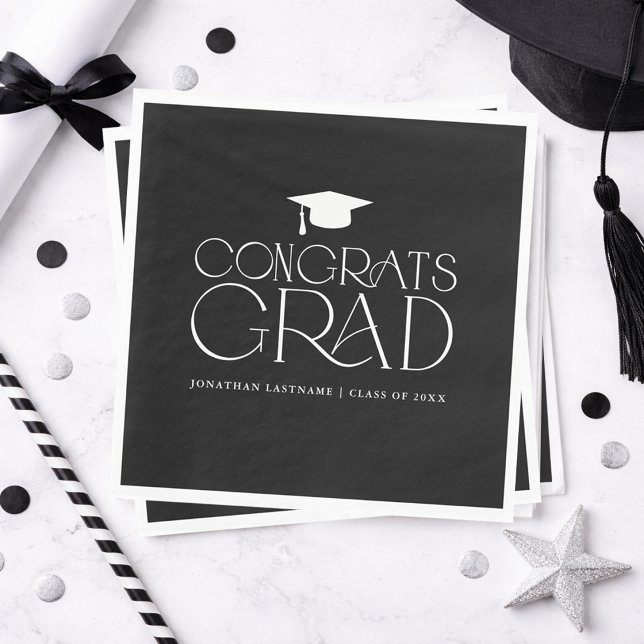 Moderne Minimalistische Abschlussfeier Serviette (Modern Minimalist Graduation Napkins)
