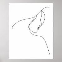 Moderne Minimalistische Abstrakte Frau in Hat Line