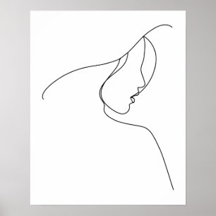 Moderne Minimalistische Abstrakte Frau in Hat Line Poster