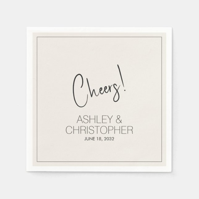 Moderne Minimalistische Alabaster-Hochzeit Serviette (Vorderseite)