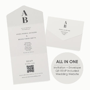 Moderne Minimalistische Alles-in-Einem-Hochzeitsei All In One Einladung