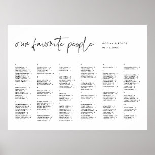 Moderne Minimalistische Alphabetische Sitzordnung Poster
