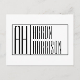 Moderne Minimalistische Anfangsbuchstaben & Namens Postkarte