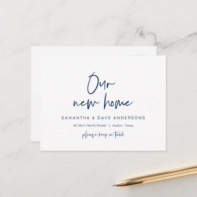 Moderne minimalistische Ankündigung neuer Zuhause- Postkarte (Vorderseite/Rückseite Beispiel)
