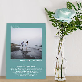 Moderne Minimalistische Aquamarine Foto Hochzeit Einladung