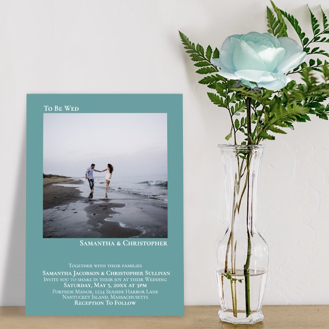 Moderne Minimalistische Aquamarine Foto Hochzeit Einladung (Von Creator hochgeladen)