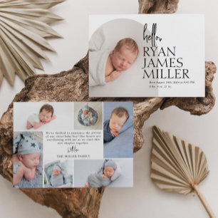 Moderne Minimalistische Baby-Foto-Geburtsankündigu Ankündigung