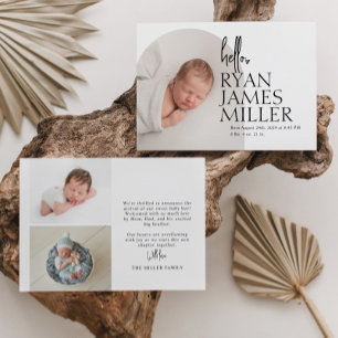 Moderne Minimalistische Baby-Foto-Geburtsankündigu Ankündigung