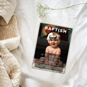 Moderne Minimalistische Baby Foto Taufe Einladung
