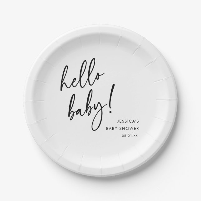 Moderne minimalistische Babyparty Pappteller (Vorderseite)