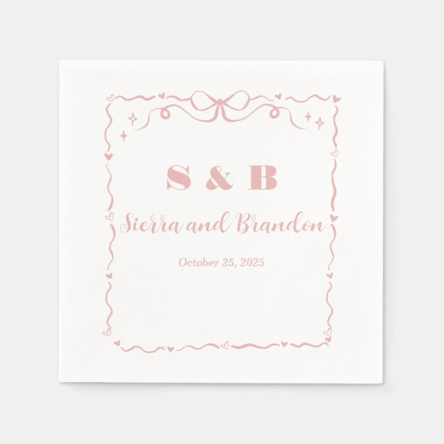 Moderne Minimalistische Band Hochzeiten Napkins Serviette (Vorderseite)