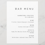 Moderne Minimalistische Bar aus Schwarz und Weiß Menükarte<br><div class="desc">Vollständig anpassbares,  modernes Minimalistisches Bar Menu.</div>