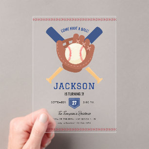 Moderne Minimalistische Baseball Schlagmann Geburt Acryleinladungen