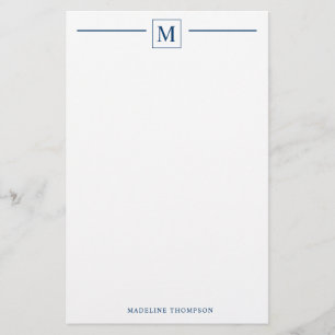 Moderne Minimalistische Basis-Navy-Blue-Monogram-L Briefpapier