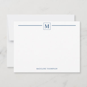Moderne Minimalistische Basis-Navy-Blue-Monogram-L Mitteilungskarte