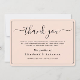 Moderne Minimalistische Beerdigung Vielen Dank Karte