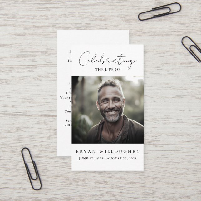 Moderne Minimalistische Beerdigungskarte Visitenkarte (Vorderseite/Rückseite Beispiel)