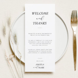 Moderne Minimalistische Begrüßung Vielen Dank Plat Menükarte