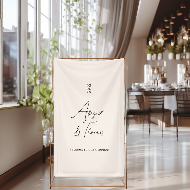 Moderne, minimalistische, beige, hochzeit banner (Von Creator hochgeladen)
