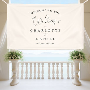 Moderne, minimalistische, beige Hochzeit Banner