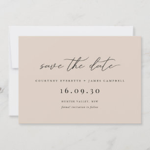 Moderne minimalistische beige Save-the-Date-Hochze Einladung