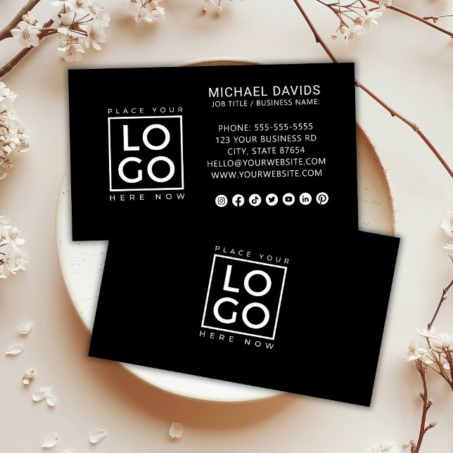 Moderne minimalistische, benutzerdefinierte Logo S Visitenkarte (Modern Minimalistic Custom Logo Social Media Icons Business Card)