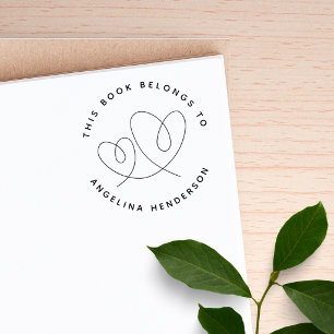 Moderne minimalistische Bibliotheksbuchmarke Zwei  Gummistempel