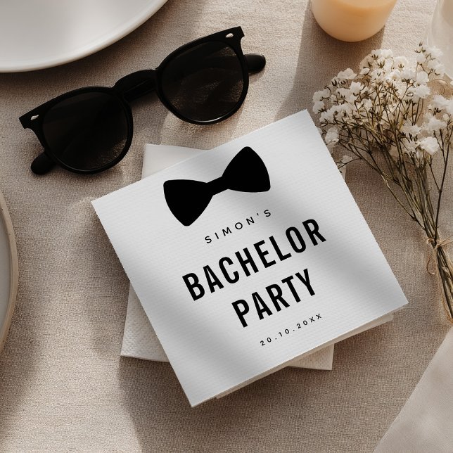 Moderne Minimalistische Big Bold Black Bachelor Pa Serviette (Modern Minimalist Big Bold Black Bachelor Party Napkins)