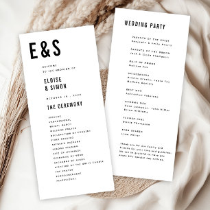 Moderne Minimalistische Big Bold Monogram Chic Wed Programm