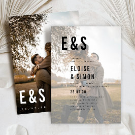 Moderne Minimalistische Big Bold Monogram Foto Wed Einladung