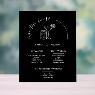 Moderne Minimalistische Black Acrylic Drink Menu C Acrylschild