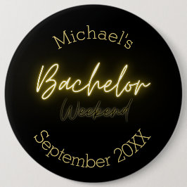 Moderne Minimalistische Black and Gold Bachelor Pa Button