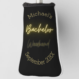 Moderne Minimalistische Black and Gold Bachelor Pa Golf Headcover