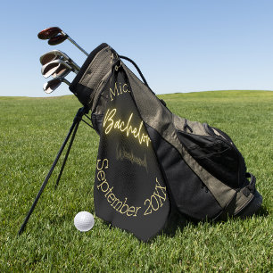 Moderne Minimalistische Black and Gold Bachelor Pa Golfhandtuch