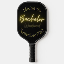 Moderne Minimalistische Black and Gold Bachelor Pa Pickleball Schläger