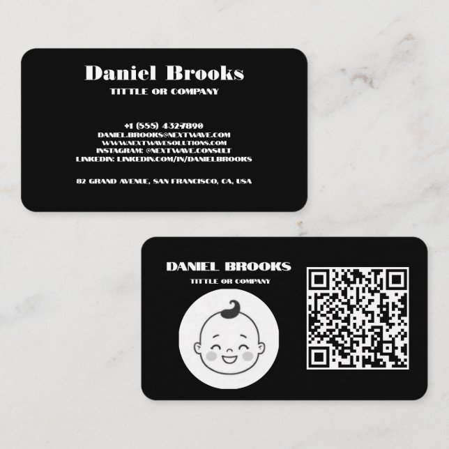 Moderne Minimalistische Black Business Card Visitenkarte (Vorne/Hinten)
