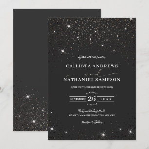 Moderne Minimalistische Black Glitzer Confetti Wed Einladung