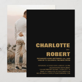 Moderne Minimalistische Black Gold Hochzeitsempfeh Einladung