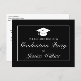 Moderne Minimalistische Black Graduation Party ein Ankündigungspostkarte