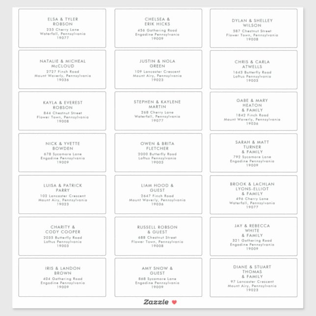 Moderne Minimalistische Black Green Guest Address  Aufkleber (Blatt)