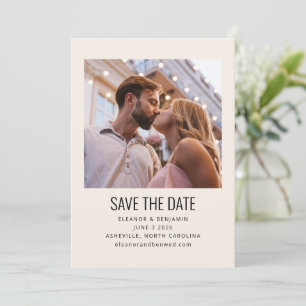 Moderne Minimalistische Black Ivory Foto Hochzeit Save The Date
