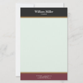 Moderne Minimalistische Black Maroon Stripes Briefpapier